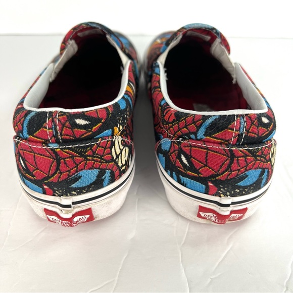 Vans X Marvel Spiderman Slip On Sneakers size M9 W10.5 Red Graphic Print Novelty - Picture 7 of 10